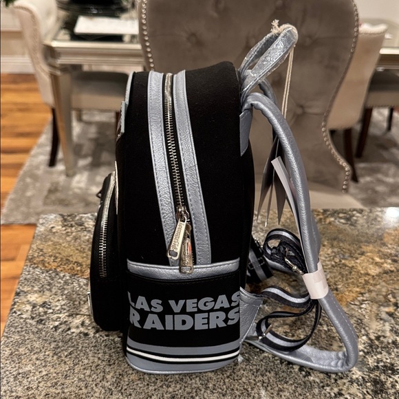 LOUNGEFLY NFL Las Vegas Raiders Varsity Mini Backpack - Picture 3 of 6